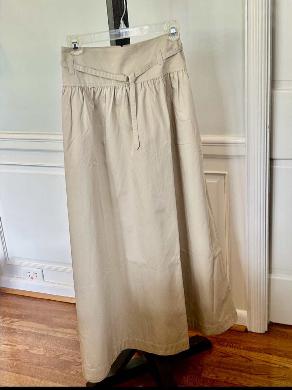 Khaki Tan Crisp Twill Maxi Skirt Pockets Size 10 NWOT - Picture 3 of 15